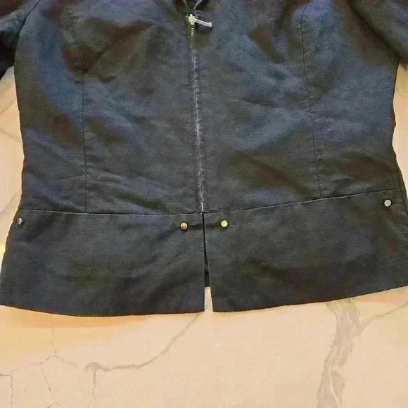 Anne Klein Womens Linen Cotton Blend Jacket Navy Size 8 - Picture 7 of 14
